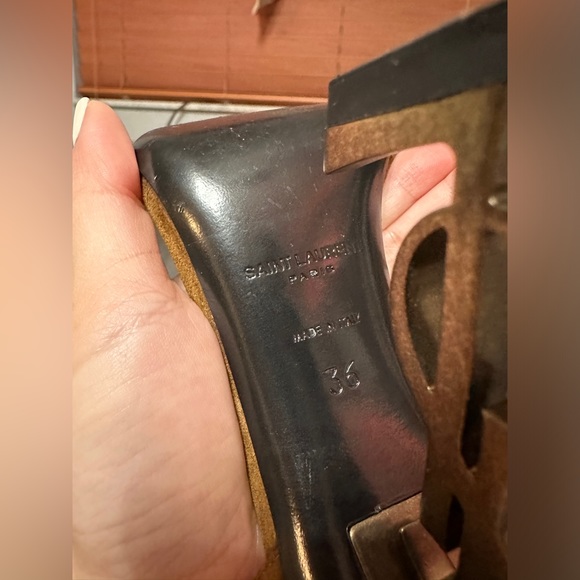 SAINT LAURENT SUEDE BROWN OPYUM HEELS - Picture 10 of 12